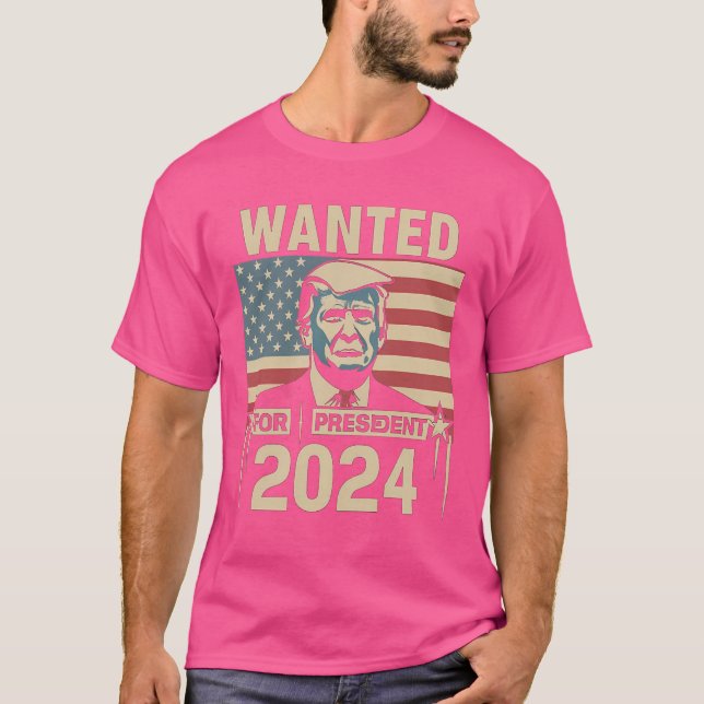 T-shirt Recherché Pour Le Président Trump 2024 Tir De Mug (Devant)