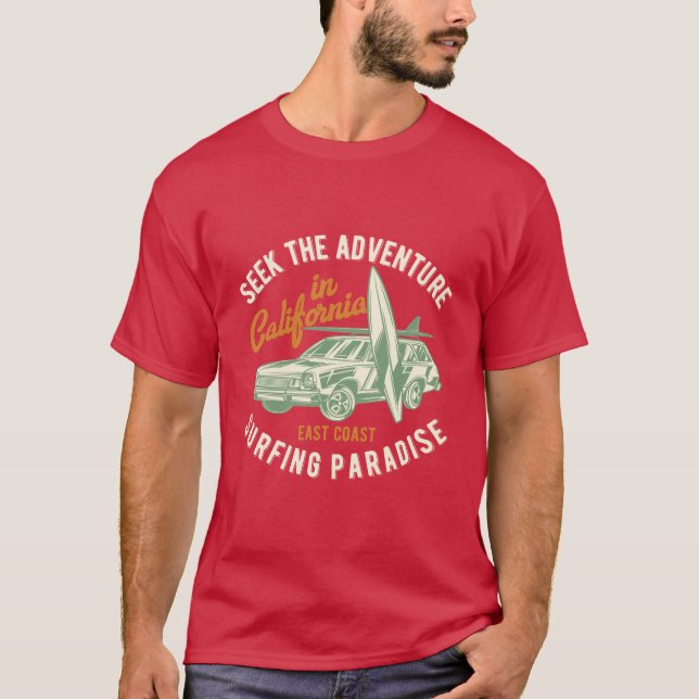 T-shirt Rechercher l'Aventure Vintage Surf Design (Devant)