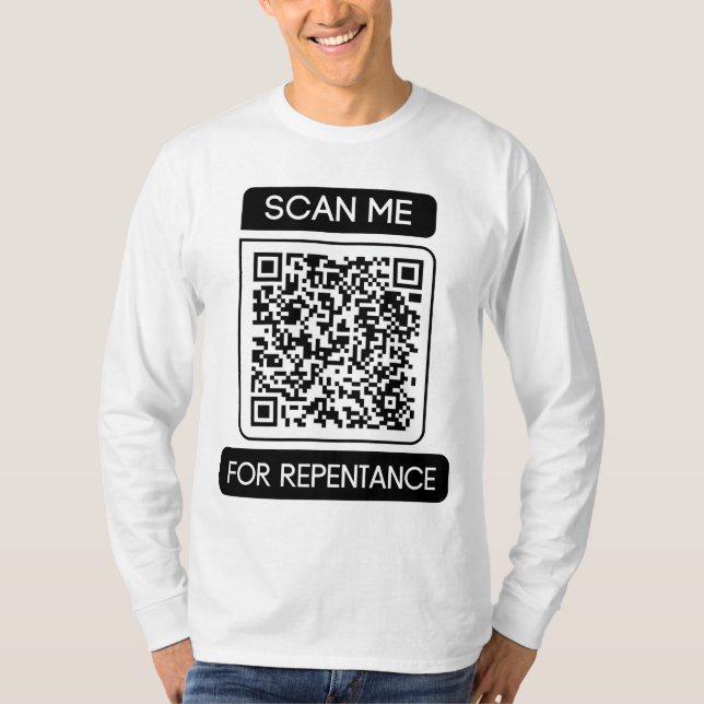T-shirt Rechercher le repentir Code QR long (Devant)