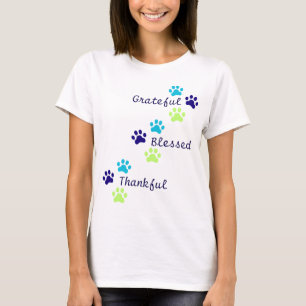 T-shirt Reconnaissante, Réjouissante, Bénie Empreinte de p