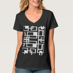 T-shirt Rectangles de chevauchement blanc et noir Geo Abst