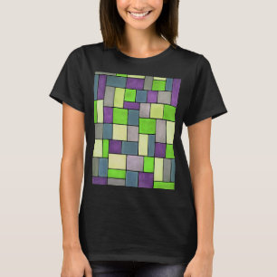 T-shirt Rectangles Et Carré Contemporain Noir Outline