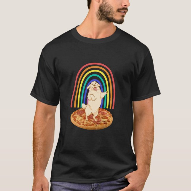T-shirt récupérateur d'or sur pizza (Devant)