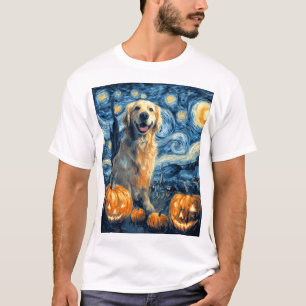 T-shirt Récupérateur doré Citrouille Nuit étoilée Chien Ma