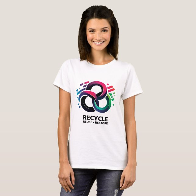 T-shirt Recycler, réutiliser, restaurer (Devant entier)