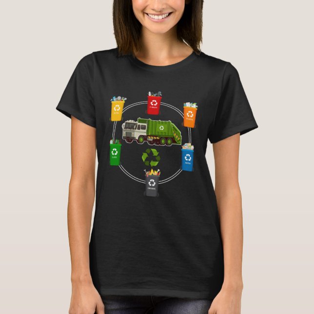 T-shirt Recycling Trash Garbage Truck Environmental Awaren (Devant)