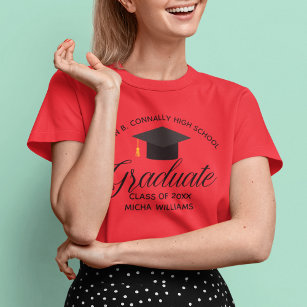 T-shirt Red 2023 Graduation Custom High School Femmes