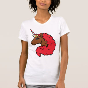 T-shirt Red Afro Unicorn