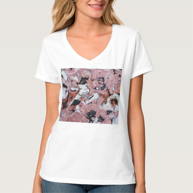 T-shirt Red and Black Brecciated Marble Stone Texture with (Devant)