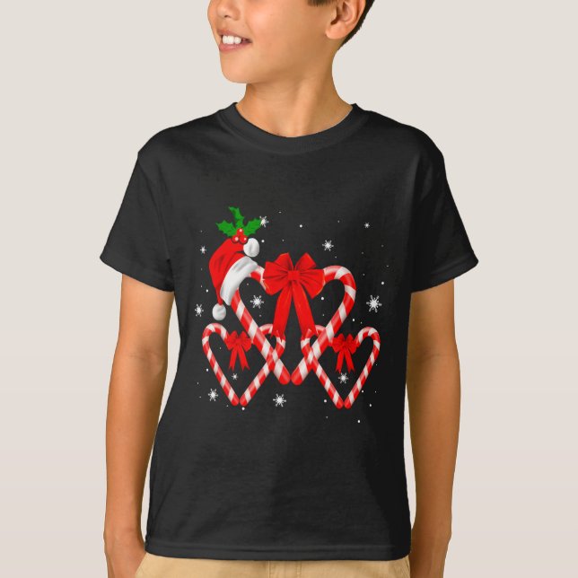 T-shirt Red And White Candy Cane Santa Christmas Funny Xma (Devant)