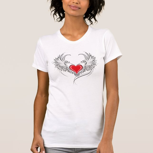 T-shirt Red Angel Coeur avec ailes (Devant)