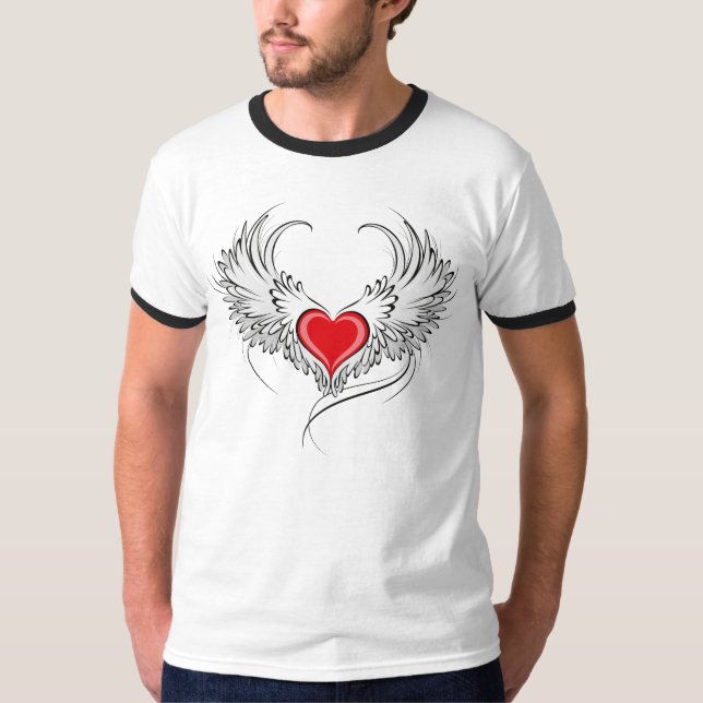T-shirt Red Angel Coeur avec ailes (Devant)