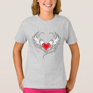 T-shirt Red Angel Coeur avec ailes