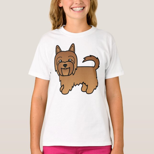 T-shirt Red Australian Terrier mignon chien de dessin (Devant)