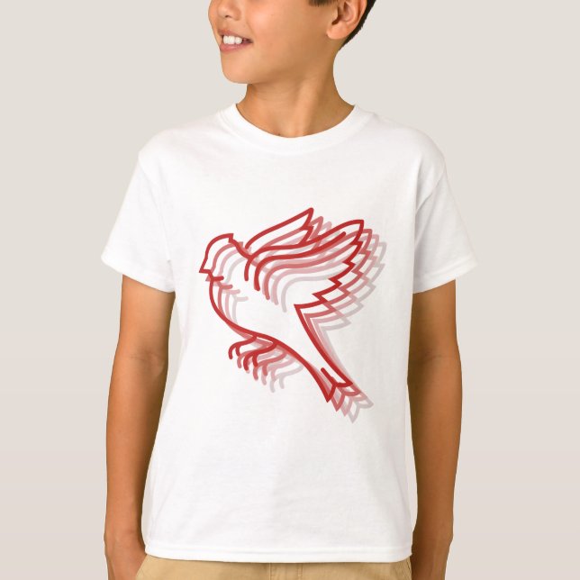 T-shirt red bird layered animal (Devant)