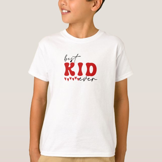 T-shirt Red Black Cute Retro Typographie meilleur enfant j (Devant)