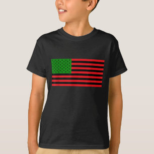 T-shirt Red Black Green Pan African American Flag - Junete