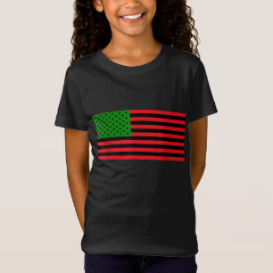 T-Shirt Red Black Green Pan African American Flag - Junete
