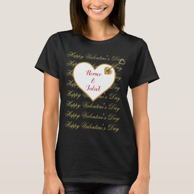 T-shirt Red Black Romance Coeur mignon Moderne Valentines  (Devant)