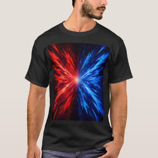 T-shirt red blue shirt, abstract explosion shirt, energy b