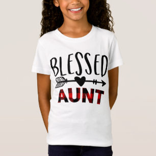 T-Shirt Red Buffalo Plaid Blessé Tante - Noël pour Aun