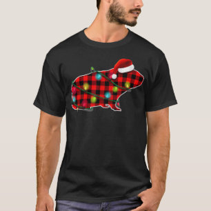 T-shirt Red Buffalo Plaid Guinea Pig Christmas Tree Lumièr
