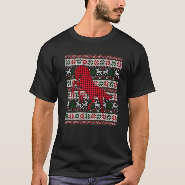 T-shirt Red Buffalo Plaid Horse Amateurs de Vilaines Famil (Devant)