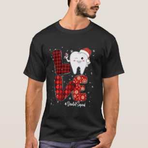 T-shirt Red Buffalo Plaid Love Dental Squad Dentist Teeth