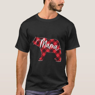 T-shirt Red Buffalo Plaid Mama Ours Matching Famille Chris