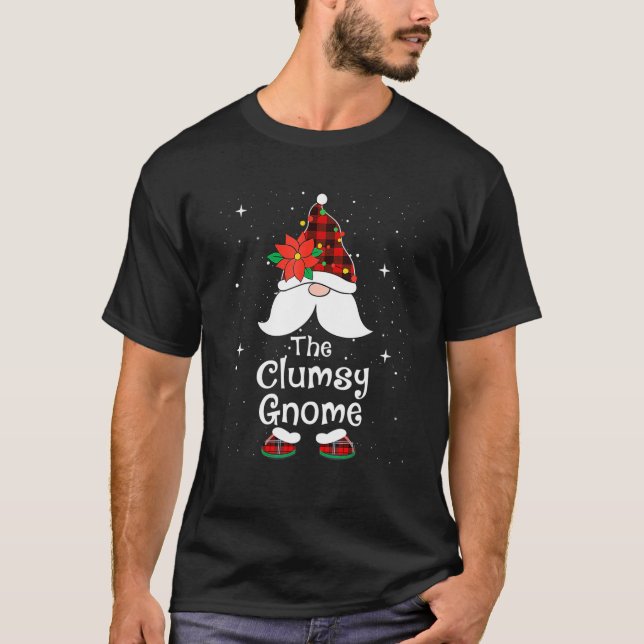 T-shirt Red Buffalo Plaid Matching The Clumsy Gnome Christ (Devant)