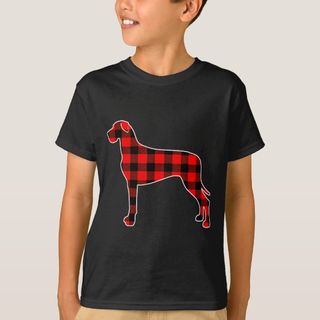 T-shirt Red Buffalo Plaid Pajama Great Dane Christmas Dog  (Devant)