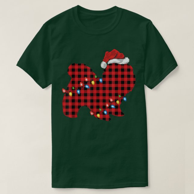 T-shirt Red Buffalo Plaid Santa Hat Shih Tzu Chien Noël (Design devant)
