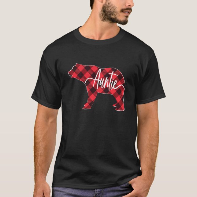 T-shirt Red Buffalo Plaid Tante Ours Correspondant Famille (Devant)