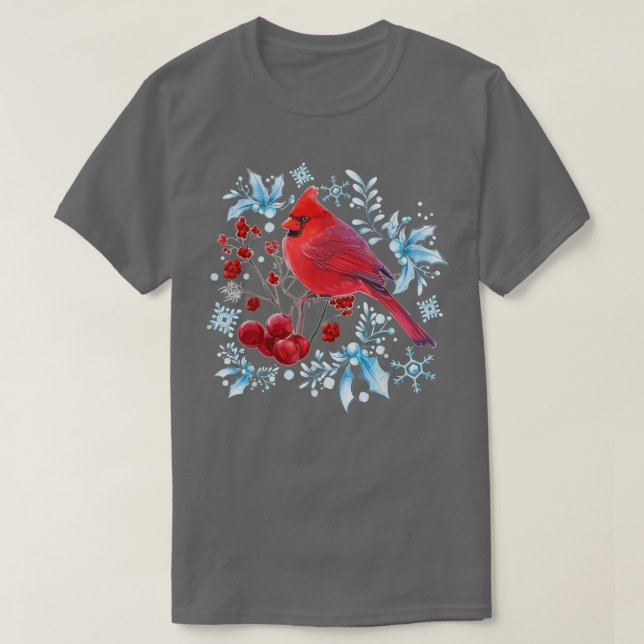 T-shirt Red Cardinal Oiseaux Amateurs d'Oiseaux Observatio (Design devant)