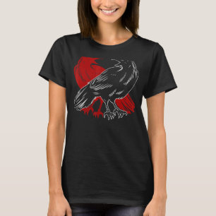 T-shirt Red Crow Forêt Déplaisante Animal Gothique Oiseau