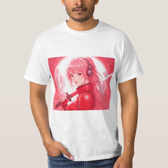 T-shirt RED cyberpunk (Devant)