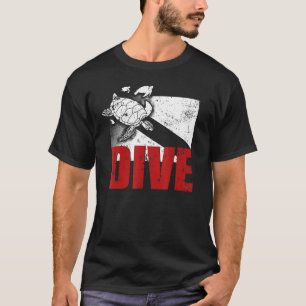 T-shirt Red Dive Drapeau Turtle Secourir DIver Scuba Diver