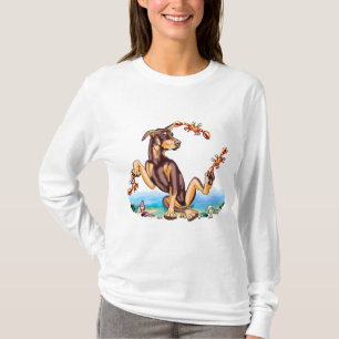 T-shirt Red Doberman Pinscher Kinda Crabby Tee - shirts