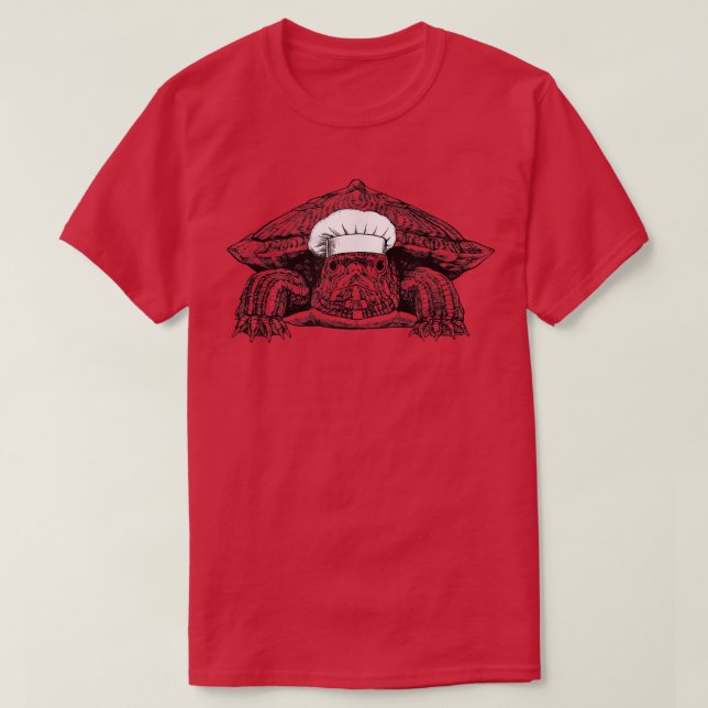T-shirt Red Eared Slider Turtle Animal Chef Funny Cooking  (Design devant)