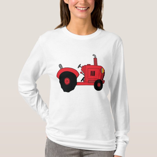 T-shirt Red Farm Tractor Vehicle (Devant)