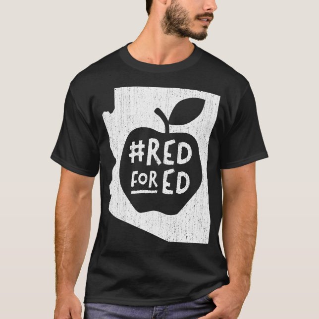 T-shirt Red for Ed  Arizona Teacher Apple Chalk Rough  (Devant)