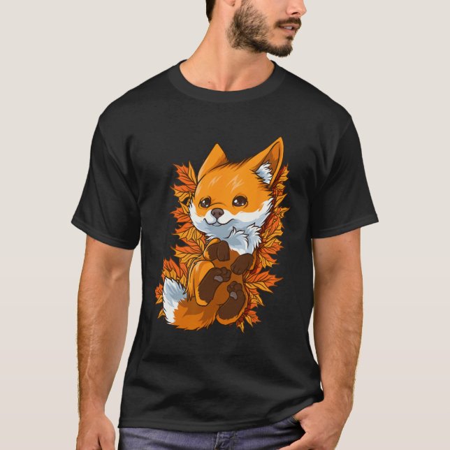 T-shirt Red Forest Fox Byby Fall Bonjour Automne Fun (Devant)