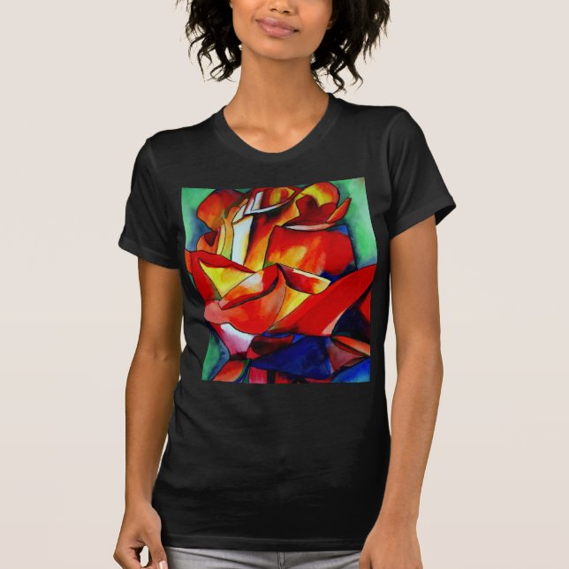 T-shirt Red France Libre rose aquarelle art (Devant)