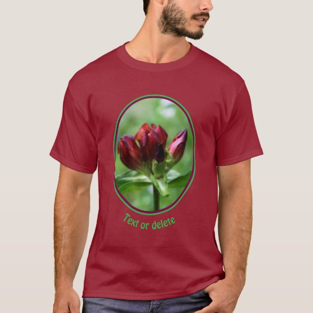 T-shirt Red Gentian Flower In Bloom Personalized (Devant)