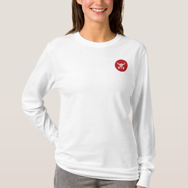 T-shirt Red Ghost Dance Buffalo cercle blanc à manches lon (Devant)