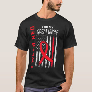 T-shirt Red Great Uncle Heart Disease Awareness Flag Match