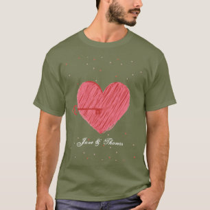 T-shirt Red Green Heart Mignonne Romance Jour des Valentin