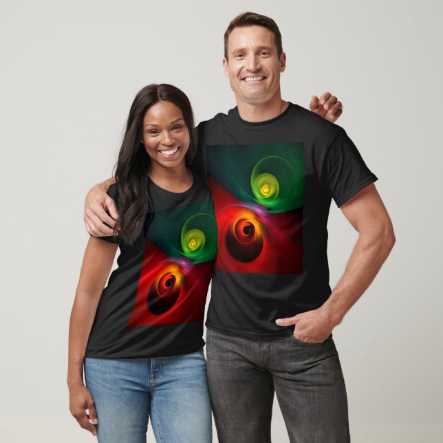 T-shirt Red Green Yin Yang Moderne Motif d'art Abstrait #2 (Unisexe)