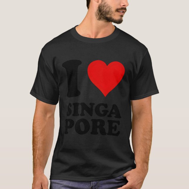 T-shirt Red He I Love Singapour (Devant)