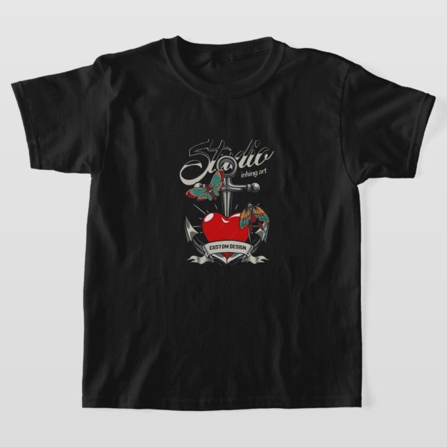 T-shirt Red Heart & Butterflies Studio Intendance Art (Poser)